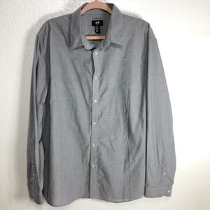 H & M Easy Iron Slim Fit Long Sleeve Dress Shirt Gray Mens Size XXL
